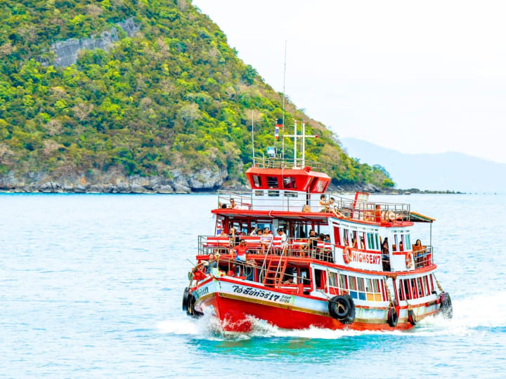 Enjoy a smooth and comfortable journey aboard a spacious boat.
